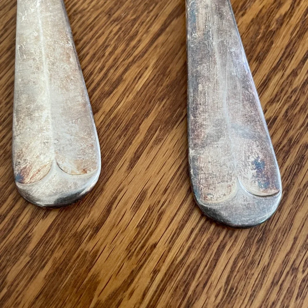 Silver-Plated Salad Serving‎ Spoon Set ITALY Unbranded Tarnished Distressed READ